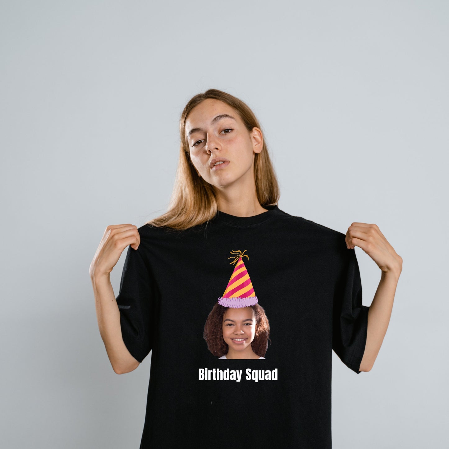 Custom Face Birthday Party T-shirt, Customizable Photo Face Tee, Custom Text Birthday Boy Bday Girl Shirt, Make Your Own Birthday Party Tee