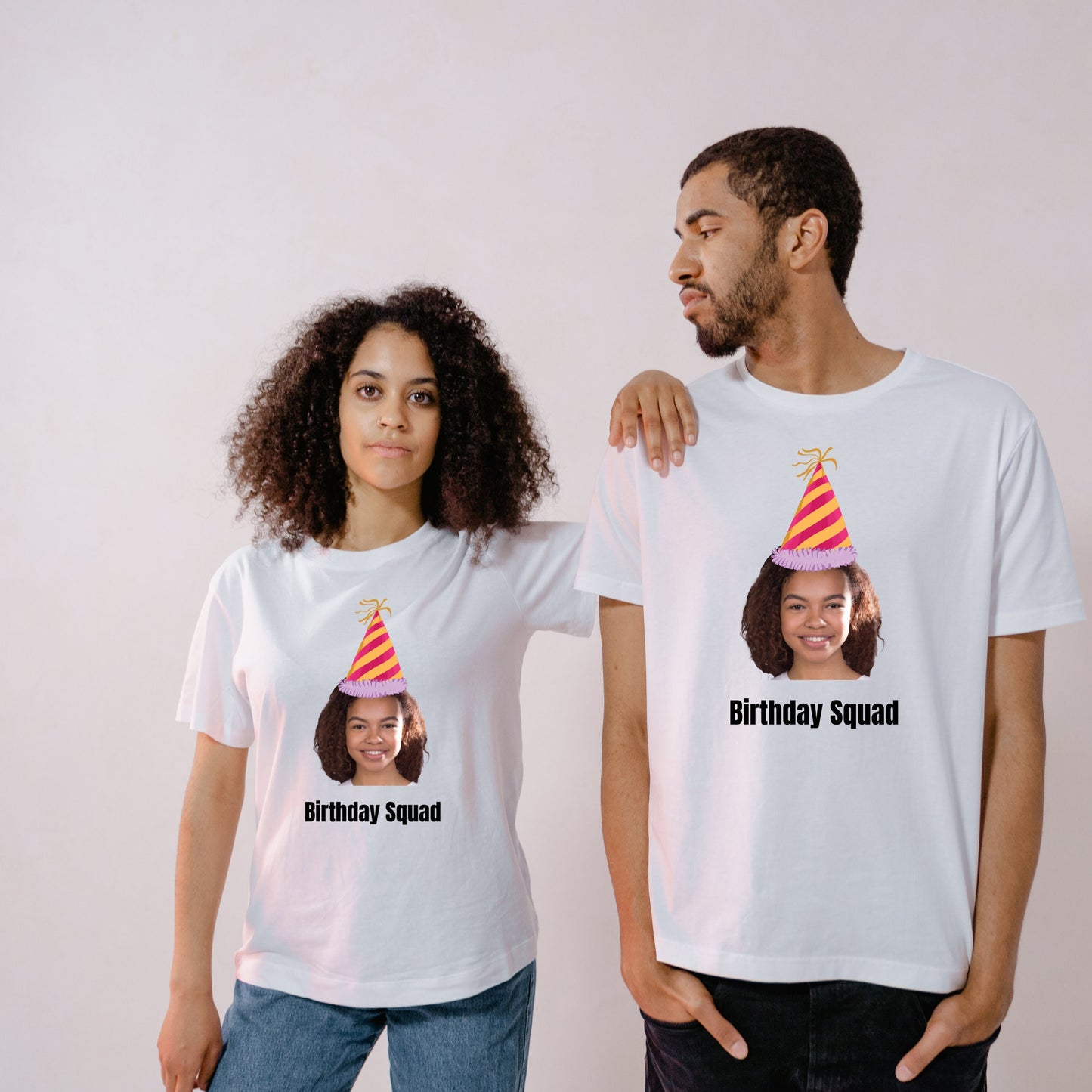 Custom Face Birthday Party T-shirt, Customizable Photo Face Tee, Custom Text Birthday Boy Bday Girl Shirt, Make Your Own Birthday Party Tee