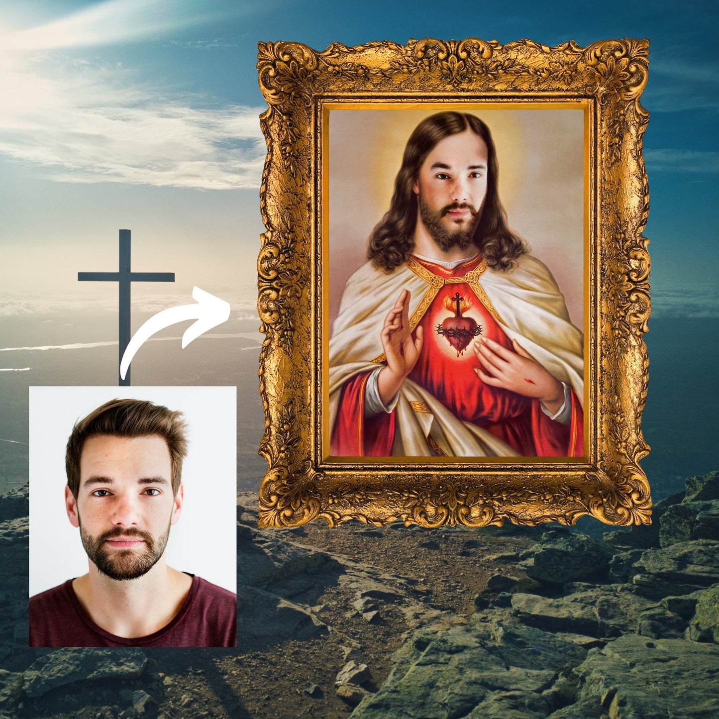 Custom Face Jesus Christ Tee, Religious Dark Humor Shirt, Sarcastic, Christian Essential T shirt, Funny Christian Gift