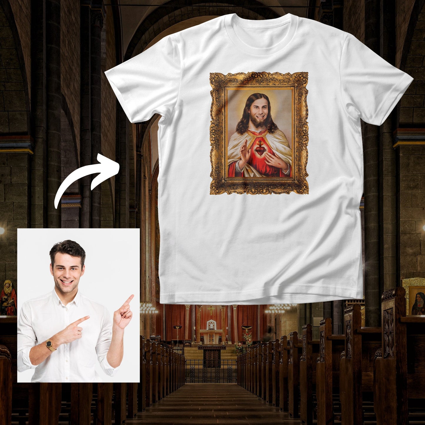 Custom Face Jesus Christ Tee, Religious Dark Humor Shirt, Sarcastic, Christian Essential T shirt, Funny Christian Gift