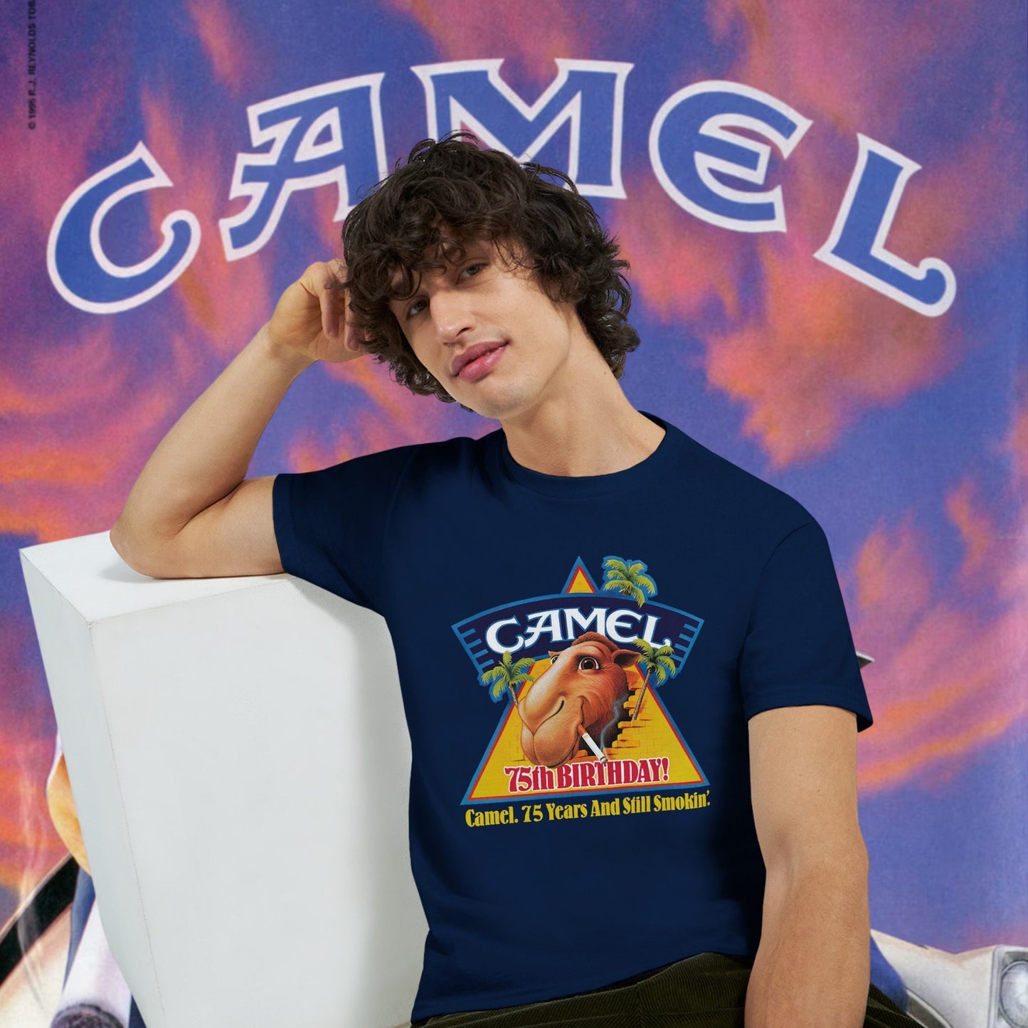 Camiseta promocional del 75.º cumpleaños de Joe Camel Cigarrillos de 1988