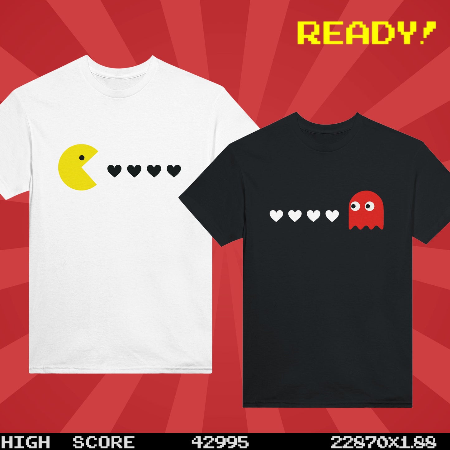 Camisa a juego del fantasma de Pac-man | Camiseta Pareja Gaming