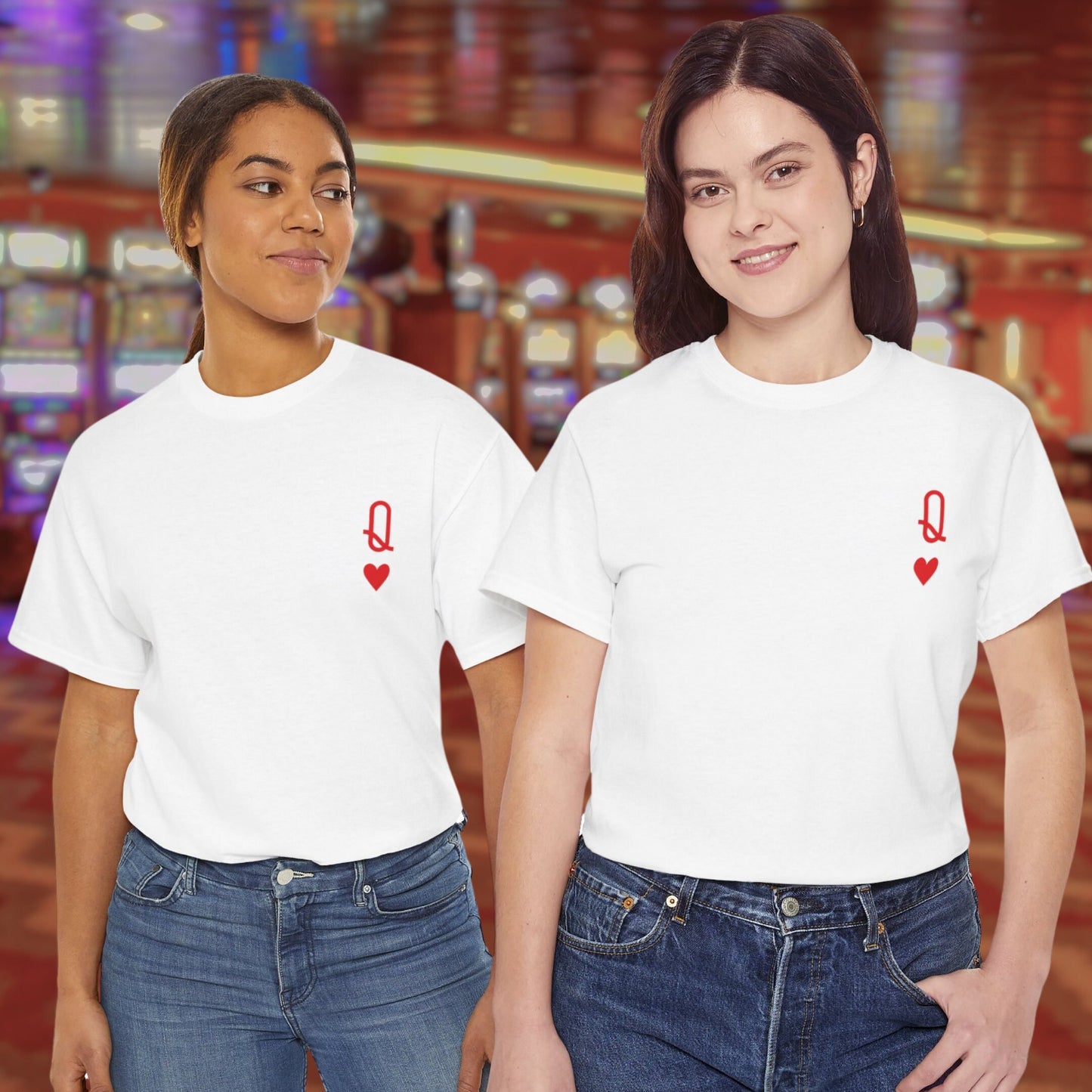 Queen of Hearts King of Hearts Matching Couple T-shirt | Personalized Vintage Poker Tee | Playing Cards Costume Shirt | Funny Couple Gifts