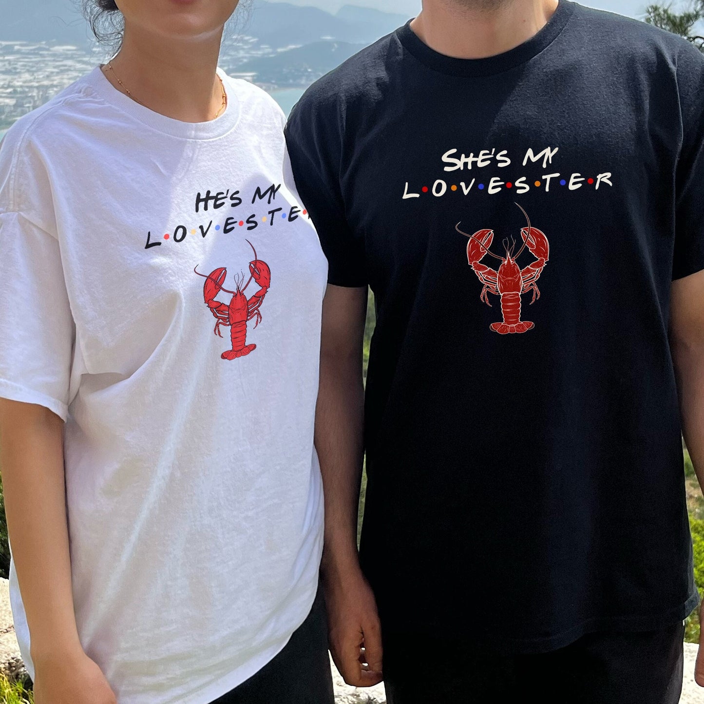 Friends Themed Lovester Couple Shirts, He's/She's My Lobster, Valentine's Honeymoon Gift, His n Hers Matching Shirt, Ross Rachel T-shirt