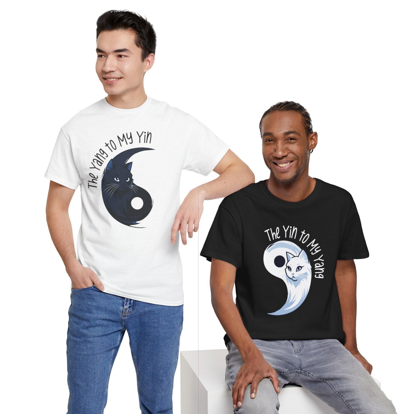 Yin-Yang Matching Shirt, Catlover Couple T-shirt, Cat Yin And Yang, Bestie Matching Shirt, Sweet Kittens Unique Mom and Dad Aesthetic Gift