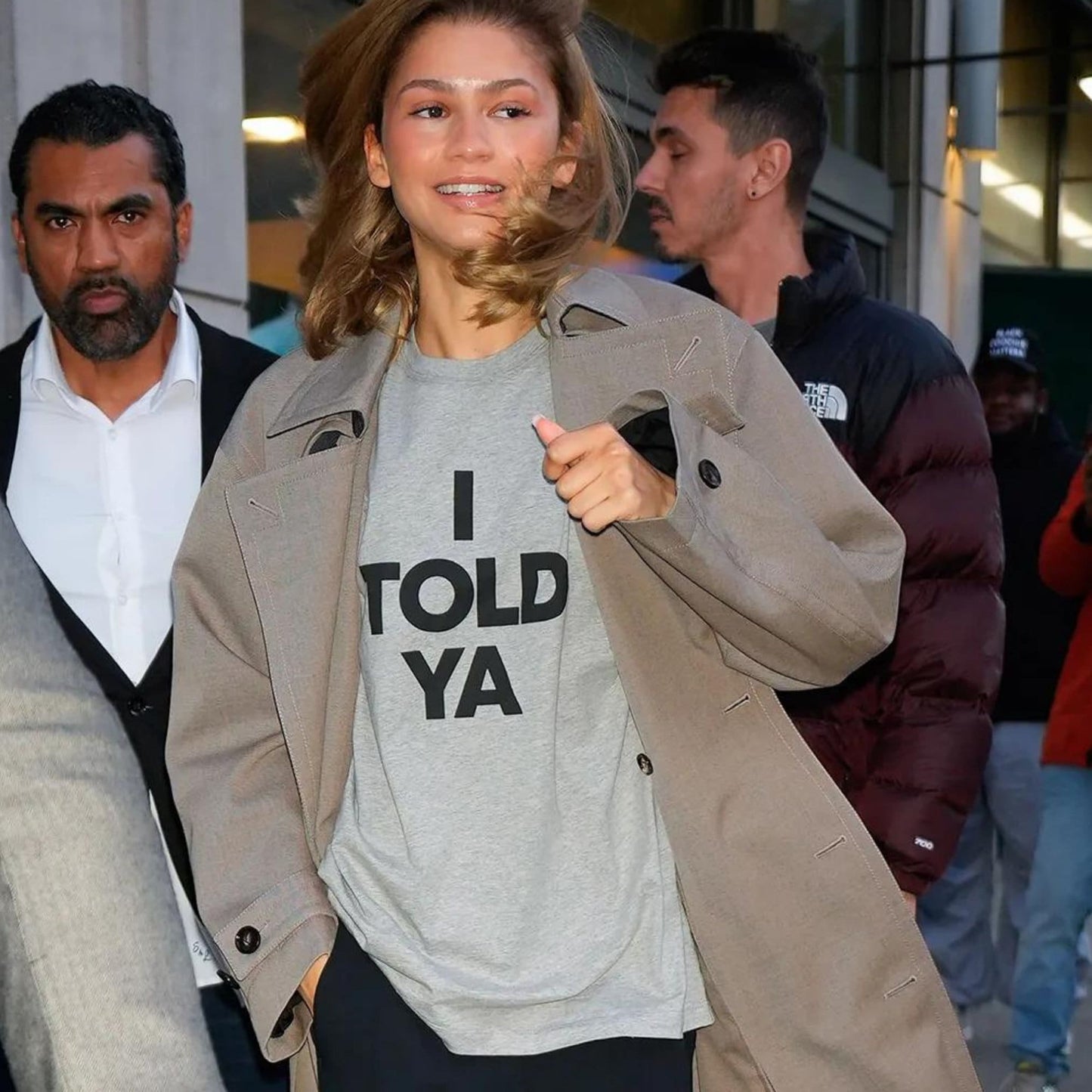 Zen-daya's already iconic "I TOLD YA" T-shirt from the movie Challengers!