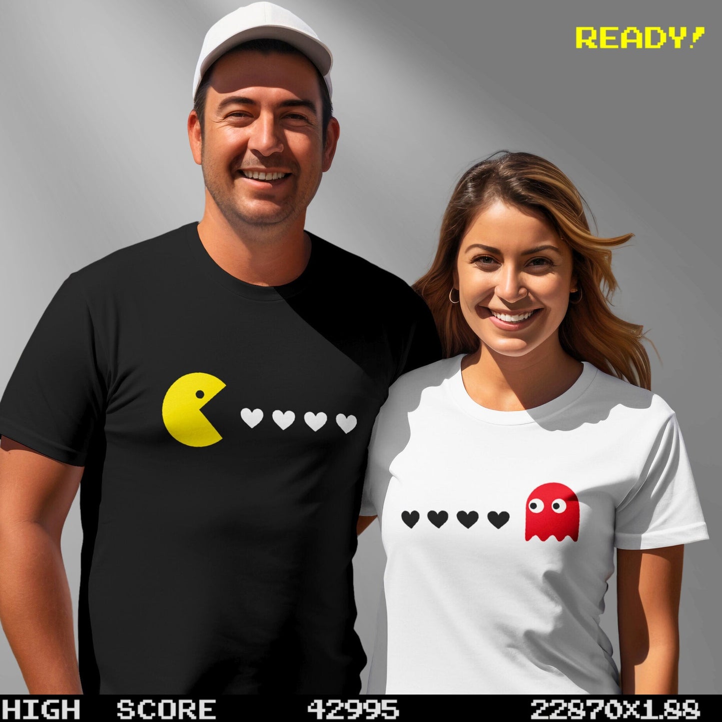 Pac-man Ghost Matching Shirt | Gaming Couple T-shirt