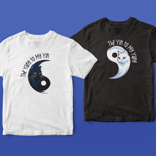 Yin-Yang Matching Shirt, Catlover Couple T-shirt, Cat Yin And Yang, Bestie Matching Shirt, Sweet Kittens Unique Mom and Dad Aesthetic Gift