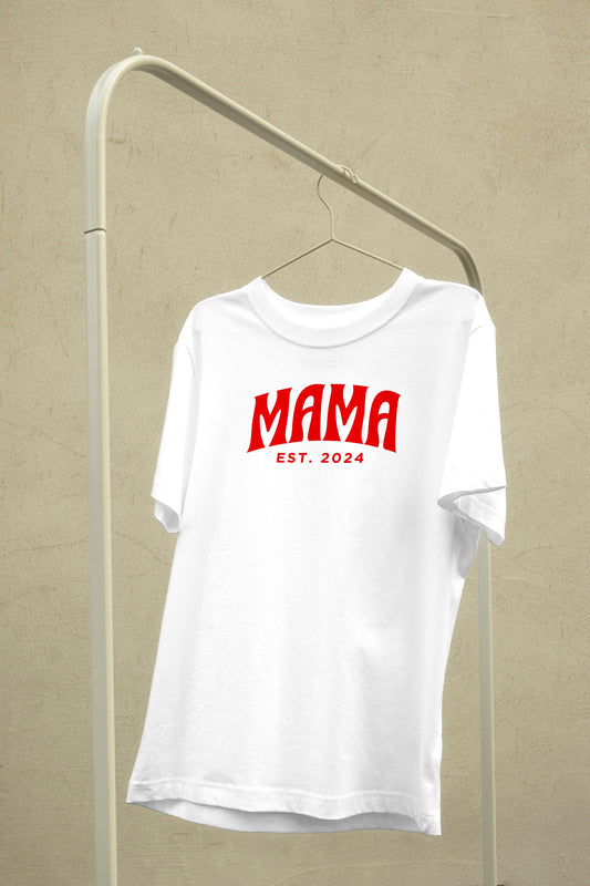 Mama T-shirt, Personalised Mum, Custom Mama Est 2024 Shirt, Aesthetic Mothers Day, Mama Birthday Gift, Mother&#39;s Day Top, Retro Mother Gifts