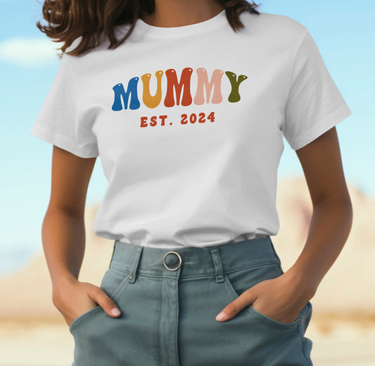 Mama T-shirt, Personalised Mum, Custom Mama Est 2024 Shirt, Aesthetic Mothers Day, Mama Birthday Gift, Mother&#39;s Day Top, Retro Mother Gifts
