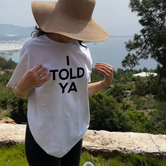 Zen-daya's already iconic "I TOLD YA" T-shirt from the movie Challengers!